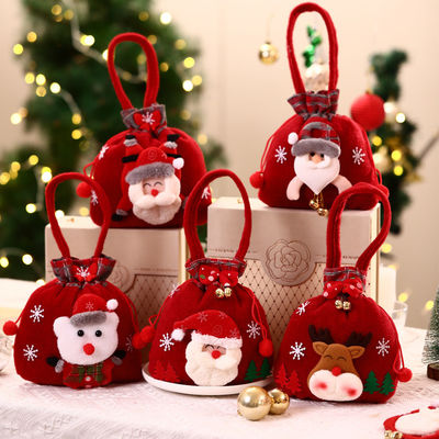 3D Χιονάνθρωπος Κούκλα τσάντα με Santa Elk χειριστή OEM / ODM Αποδεκτή Χριστούγεννα Γλυκά τσάντα