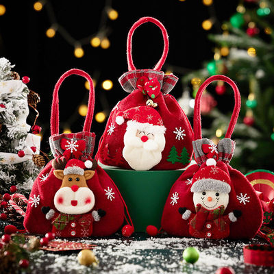 3D Χιονάνθρωπος Κούκλα τσάντα με Santa Elk χειριστή OEM / ODM Αποδεκτή Χριστούγεννα Γλυκά τσάντα