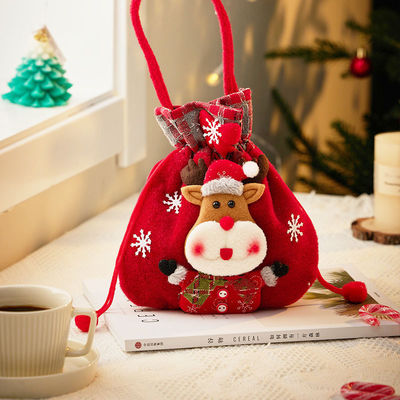 3D Χιονάνθρωπος Κούκλα τσάντα με Santa Elk χειριστή OEM / ODM Αποδεκτή Χριστούγεννα Γλυκά τσάντα