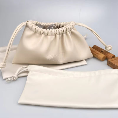 Προσαρμοσμένο χρώμα Luxury Lady PU Leather Drawstring Cosmetic Pouch με προσαρμοσμένο λογότυπο