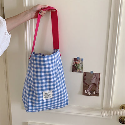 Προσαρμοσμένο χρώμα Plaid Monogram γυναικεία τσάντα ώμου Μεγάλη χωρητικότητα τσάντα Gingham Tote