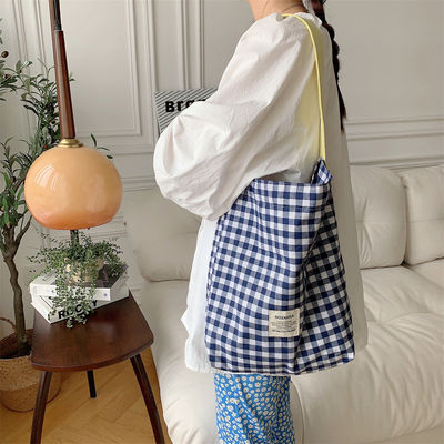 Προσαρμοσμένο χρώμα Plaid Monogram γυναικεία τσάντα ώμου Μεγάλη χωρητικότητα τσάντα Gingham Tote