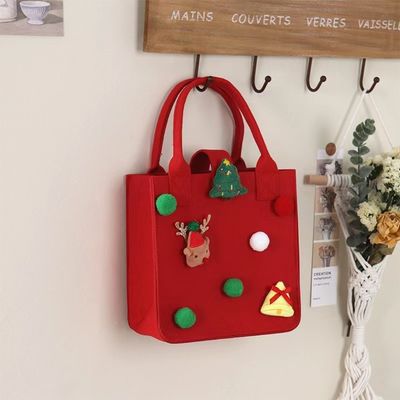 Κόκκινη πολύχρωμη τσάντα από felt Custom Logo Αποδεκτή χριστουγεννιάτικη τσάντα δώρου για Ins Style