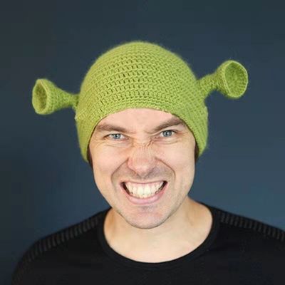 Πάρτυ για ενήλικες Unisex Balaclava Monster Shrek Wool Winter Knitted Green Funny Beanie Skullies Καπέλο για χειροποίητα