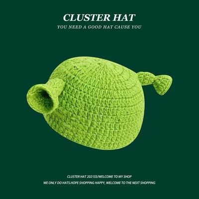 Πάρτυ για ενήλικες Unisex Balaclava Monster Shrek Wool Winter Knitted Green Funny Beanie Skullies Καπέλο για χειροποίητα