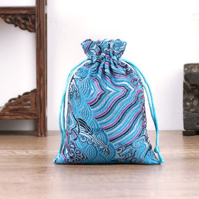 Προσαρμοσμένο χρώμα Κινέζικο στυλ Brocade Drawstring τσάντα για Προσαρμοσμένο λογότυπο κοσμήματα τσάντα