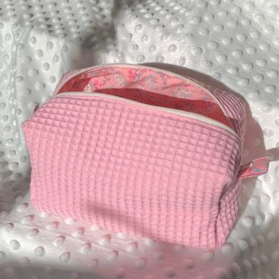 2024 Custom Beauty Floral Makeup Cosmetic Bag με Waffle Design και κλείσιμο με φερμουάρ