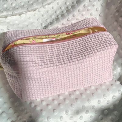 2024 Custom Beauty Floral Makeup Cosmetic Bag με Waffle Design και κλείσιμο με φερμουάρ