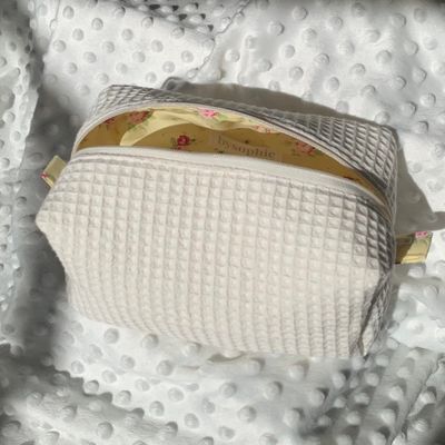 2024 Custom Beauty Floral Makeup Cosmetic Bag με Waffle Design και κλείσιμο με φερμουάρ