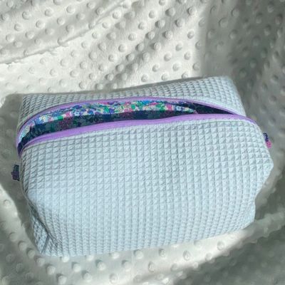 2024 Custom Beauty Floral Makeup Cosmetic Bag με Waffle Design και κλείσιμο με φερμουάρ