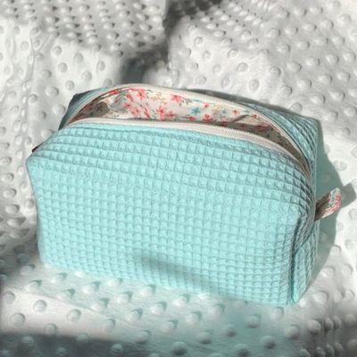 2024 Custom Beauty Floral Makeup Cosmetic Bag με Waffle Design και κλείσιμο με φερμουάρ