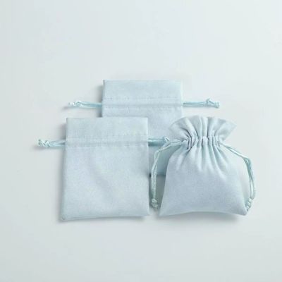 Αποδεκτή OEM/ODM Custom Light Blue Velvet Drawstring Bag για οργάνωση κοσμημάτων