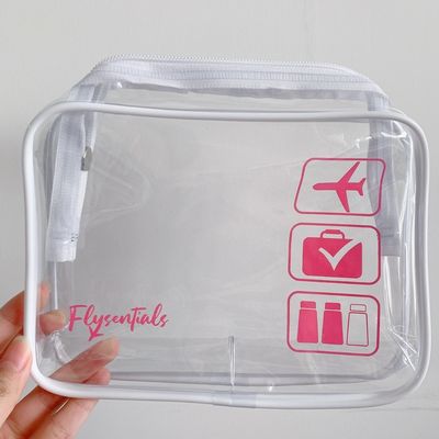 Τελευταία μοντέρνα διαφανή PVC πλαστική Ziplock καλλυντική τσάντα με προσαρμοσμένο λογότυπο αποδεκτό