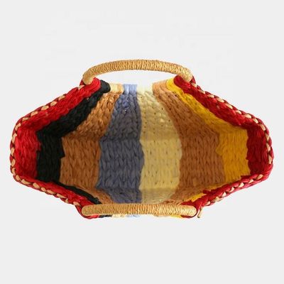 Συλλογή Rainbow Gift Bags Eco Handmade Rattan Woven Straw Tote Bag με ανοιχτό κλείσιμο