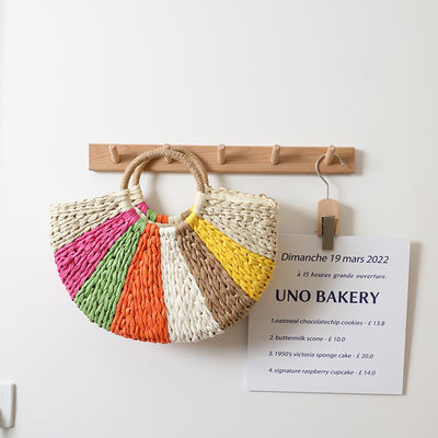 Συλλογή Rainbow Gift Bags Eco Handmade Rattan Woven Straw Tote Bag με ανοιχτό κλείσιμο