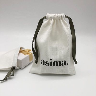 Περιβαλλοντικά φιλική τσάντα Twill Cotton Drawstring για εξατομικευμένη χρωματική συσκευασία δώρων κοσμημάτων