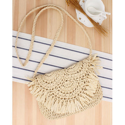 Χειροποίητη Tassel Beach Bag Raffia Rattan Crossbody για τις καλοκαιρινές ταξιδιωτικές διακοπές των γυναικών