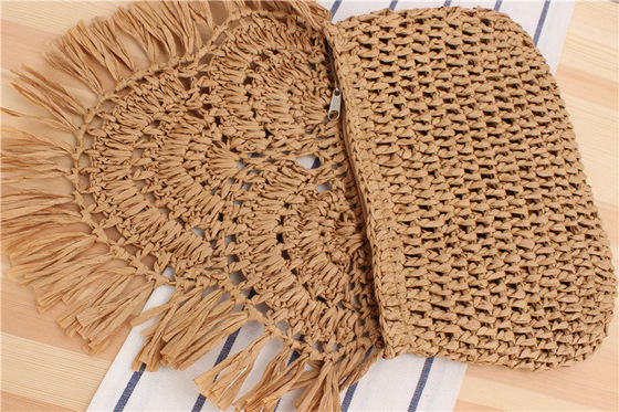 Χειροποίητη Tassel Beach Bag Raffia Rattan Crossbody για τις καλοκαιρινές ταξιδιωτικές διακοπές των γυναικών
