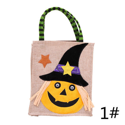 Ανοιχτό κλείσιμο επαναχρησιμοποιήσιμη Halloween κολοκύθια μάγισσα σκελετό σκελετό Λινάνια τσάντα για τη συλλογή γλυκά
