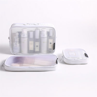 Σκληρό μοτίβο τύπου Nylon Mesh Toiletry Makeup Cosmetic Bag Set με Custom Letters Logo