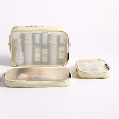 Σκληρό μοτίβο τύπου Nylon Mesh Toiletry Makeup Cosmetic Bag Set με Custom Letters Logo