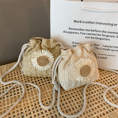 Γυναικεία τσάντα παραλίας Unisex Straw Crossbody Shoulder Handbag Summer Woven Bucket Bag