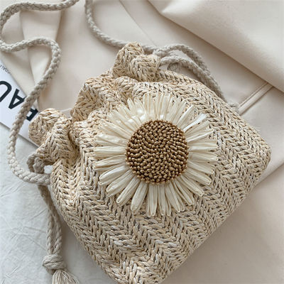 Γυναικεία τσάντα παραλίας Unisex Straw Crossbody Shoulder Handbag Summer Woven Bucket Bag