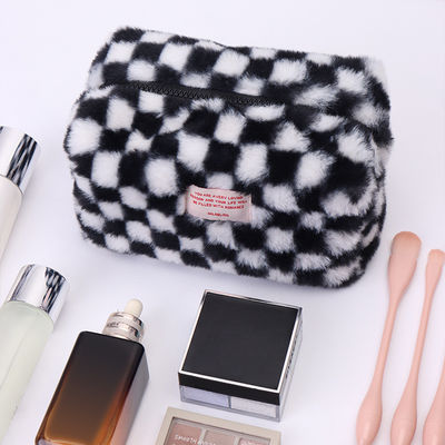 Μεγάλη χωρητικότητα Gingham Μακιγιάζ τσάντα με προσαρμοσμένο χρώμα και πετσέτα κεντήματα λογότυπο