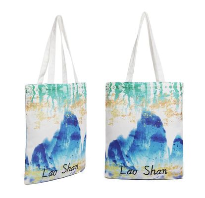 Προσαρμοσμένο λογότυπο Αποδεκτό Tote Bag Ανακυκλώσιμο βαμβάκι Canvas Μεγάλο μέγεθος με τσέπη φερμουάρ
