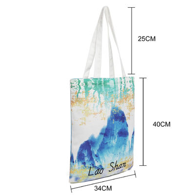 Προσαρμοσμένο λογότυπο Αποδεκτό Tote Bag Ανακυκλώσιμο βαμβάκι Canvas Μεγάλο μέγεθος με τσέπη φερμουάρ