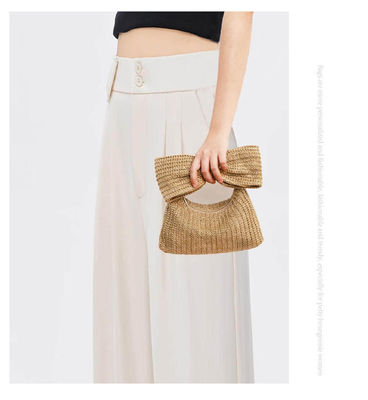 Τσάντα αγορών προσαρμοσμένη για γυναίκες Bow Straw Woven Beach Raffia Clutch τσάντα casual Tote
