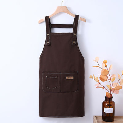 Μεταλλική εκτύπωση Custom Logo Ρυθμίσιμη Bib Canvas Chef Apron για γυναίκες Μαγείρεμα