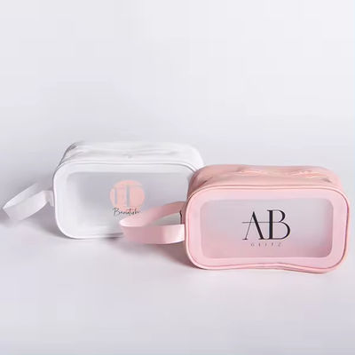 Αδιάβροχη παγωμένη τσάντα Custom Logo Εκτυπωμένη Μοντέλα Κοσμητική Τσάντα PVC Τσάντα Μακιγιάζ Τσάντα