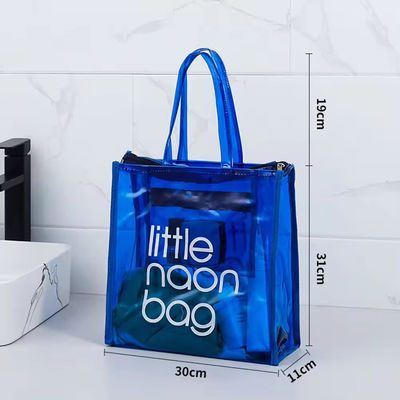 Διαφανής PVC τσάντα για καλοκαιρινή παραλία Custom Logo Αδιάβροχη Μεγάλο μέγεθος Γλυκό χρώμα