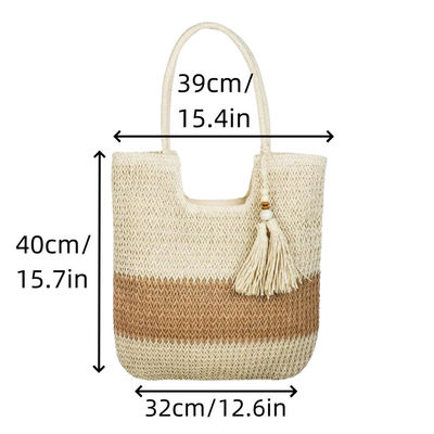 Καλοκαιρινό Tote Raffia Straw Bag OEM/ODM Αποδεκτό για τη μόδα Κυρίες Crochet Beach Bag