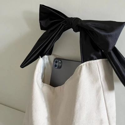 Προσαρμοσμένο χρώμα Μεγάλη χωρητικότητα Κορεάτικο στυλ Bow Hobo Casual Γλυκό Κορίτσι Εφηβικές κυρίες Αγοράς Canvas τσάντα