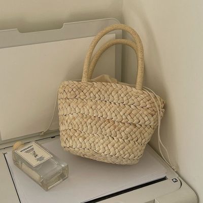Χειρισμένο στυλ μόδα γυναικεία μεγάλης χωρητικότητας τσάντα από άχυρο παραλίας υφασμένο πλεκτό crochet tote πολυεστέρα