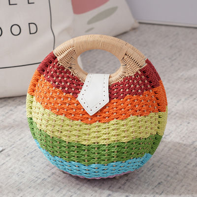 Γυναίκες Καλοκαίρι φυσική Raffia Straw Bag Shell Shape Rattan Straw Tote για διακοπές στην παραλία