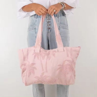 Γυναικείο στυλ Soft-loop Custom Terry Cloth Toweling Μεγάλη τσάντα για γυμναστήριο Νυχτερινή διαμονή και παραλία