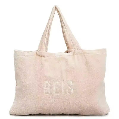 Γυναίκες Τουλ Tote τσάντα Custom κεντημένη Μεγάλη Ροζ Terry ύφασμα Carry Shopping Beach τσάντα