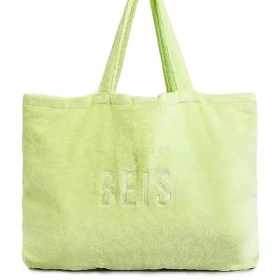Γυναίκες Τουλ Tote τσάντα Custom κεντημένη Μεγάλη Ροζ Terry ύφασμα Carry Shopping Beach τσάντα