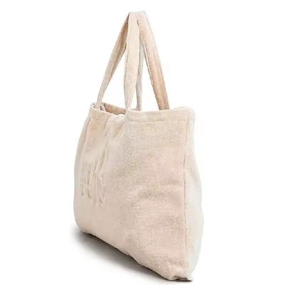 Γυναίκες Τουλ Tote τσάντα Custom κεντημένη Μεγάλη Ροζ Terry ύφασμα Carry Shopping Beach τσάντα