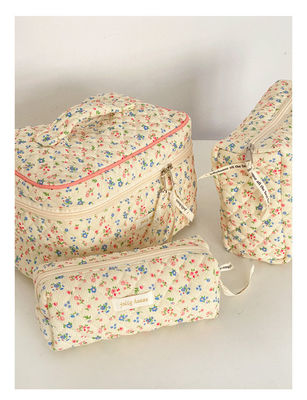 Ελαφρύς βάρος Μπλε Γίνγκαμ Μακιγιάζ Πορτοφόλι για Γυναίκες Γλυκό ταξιδιωτικό μικρό λουλούδι καλλυντική τσάντα