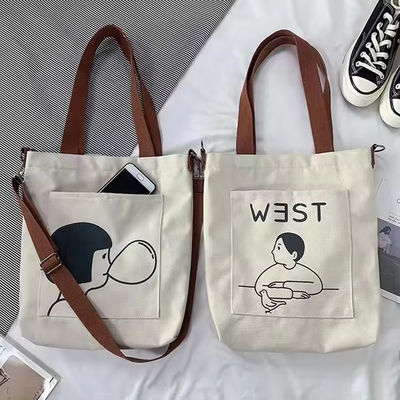 Στυλ Soft-loop Custom Printed Eco Friendly Ανακυκλωμένο Μεγάλο Καμβά Πραγμάτων Εμπορίου