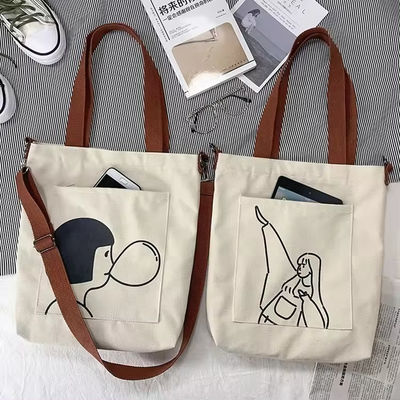 Στυλ Soft-loop Custom Printed Eco Friendly Ανακυκλωμένο Μεγάλο Καμβά Πραγμάτων Εμπορίου