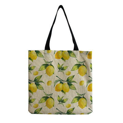 Προσαρμόσιμο καμβά μόδα εκτύπωση φρούτων Shoulder Tote επαναχρησιμοποιήσιμη υφασματική τσάντα αγορών OEM