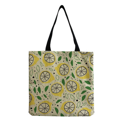 Προσαρμόσιμο καμβά μόδα εκτύπωση φρούτων Shoulder Tote επαναχρησιμοποιήσιμη υφασματική τσάντα αγορών OEM