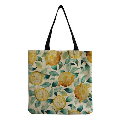 Προσαρμόσιμο καμβά μόδα εκτύπωση φρούτων Shoulder Tote επαναχρησιμοποιήσιμη υφασματική τσάντα αγορών OEM