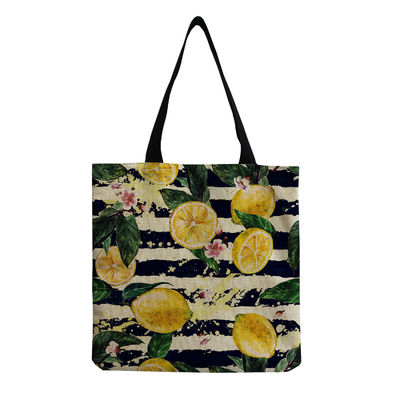 Προσαρμόσιμο καμβά μόδα εκτύπωση φρούτων Shoulder Tote επαναχρησιμοποιήσιμη υφασματική τσάντα αγορών OEM