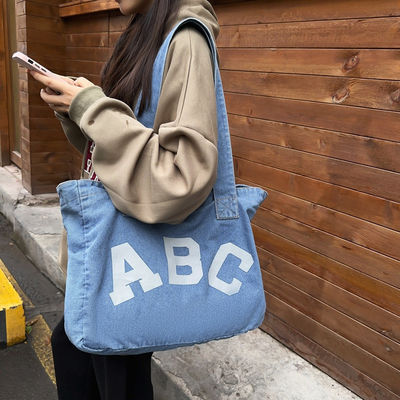Τύπωση Custom Denim Woven Beach Bag με στυλ Soft-Loop και αποδοχή OEM / ODM